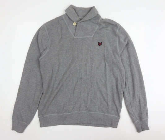 Lyle and Scott Men's Grey Mock Neck Jumper L