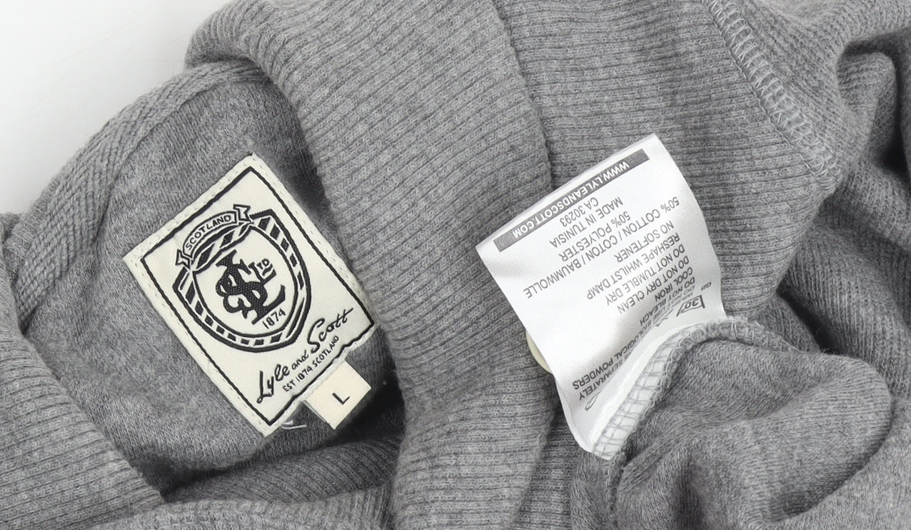 Lyle and Scott Men's Grey Mock Neck Jumper L