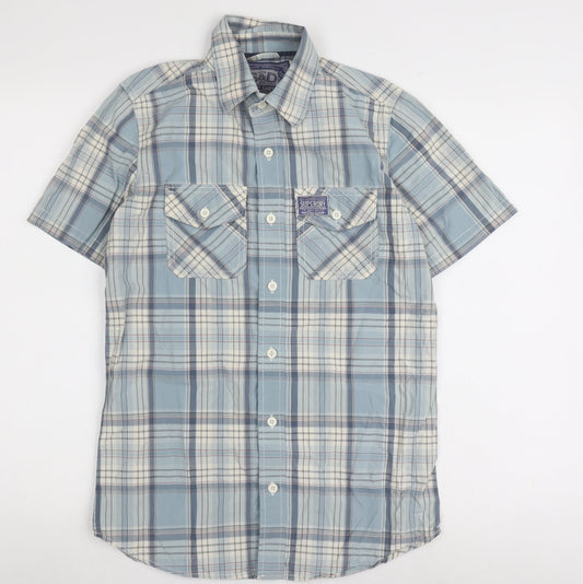 Superdry Men's Blue Plaid Button-Up Shirt S
