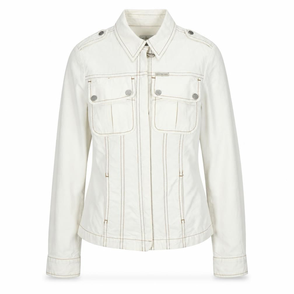Womens UK Size XS Regular Calvin Klein Ivory Cotton Blend Jacket
