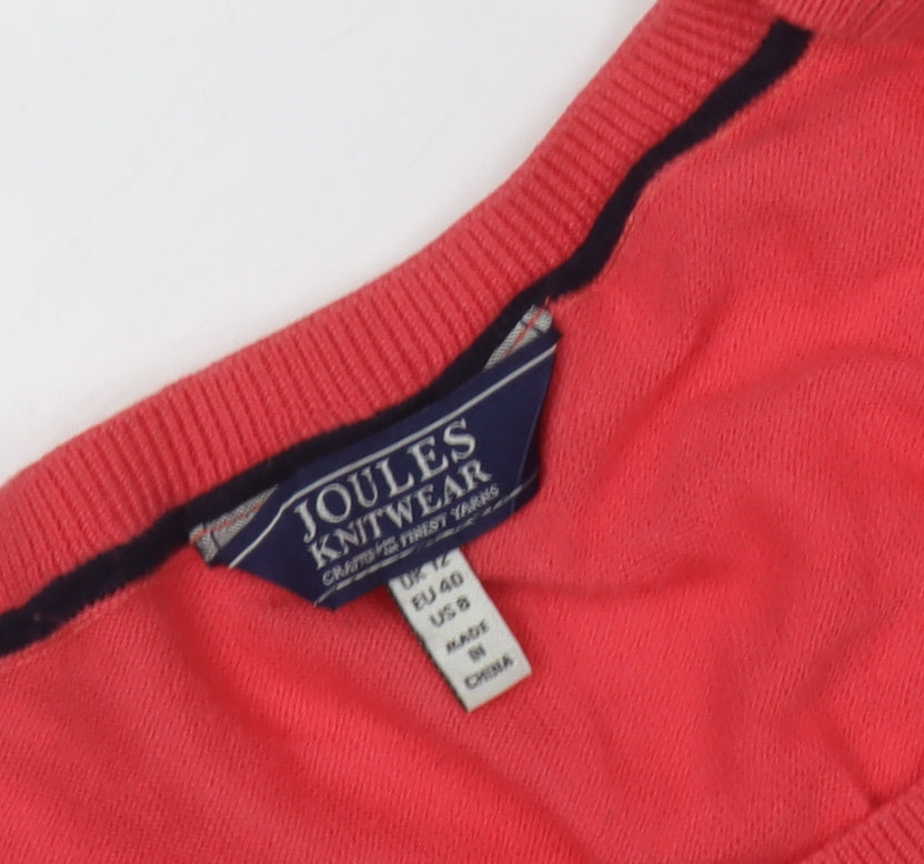 Joules Women's Red Jumper - Size 12, Casual Cotton