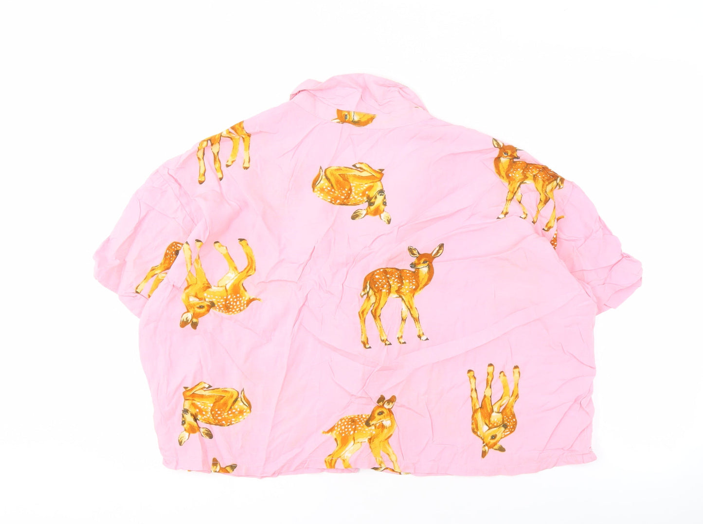 ASOS DESIGN Women's Pink Animal Print Button-Up Shirt