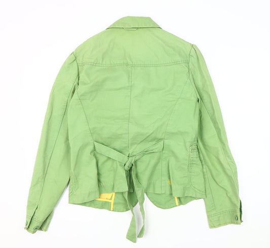 Next Women's Green Cotton Jacket Size 14 Buttoned Casual