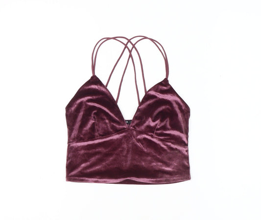 Stradivarius Women's Purple Camisole Crop Top, M