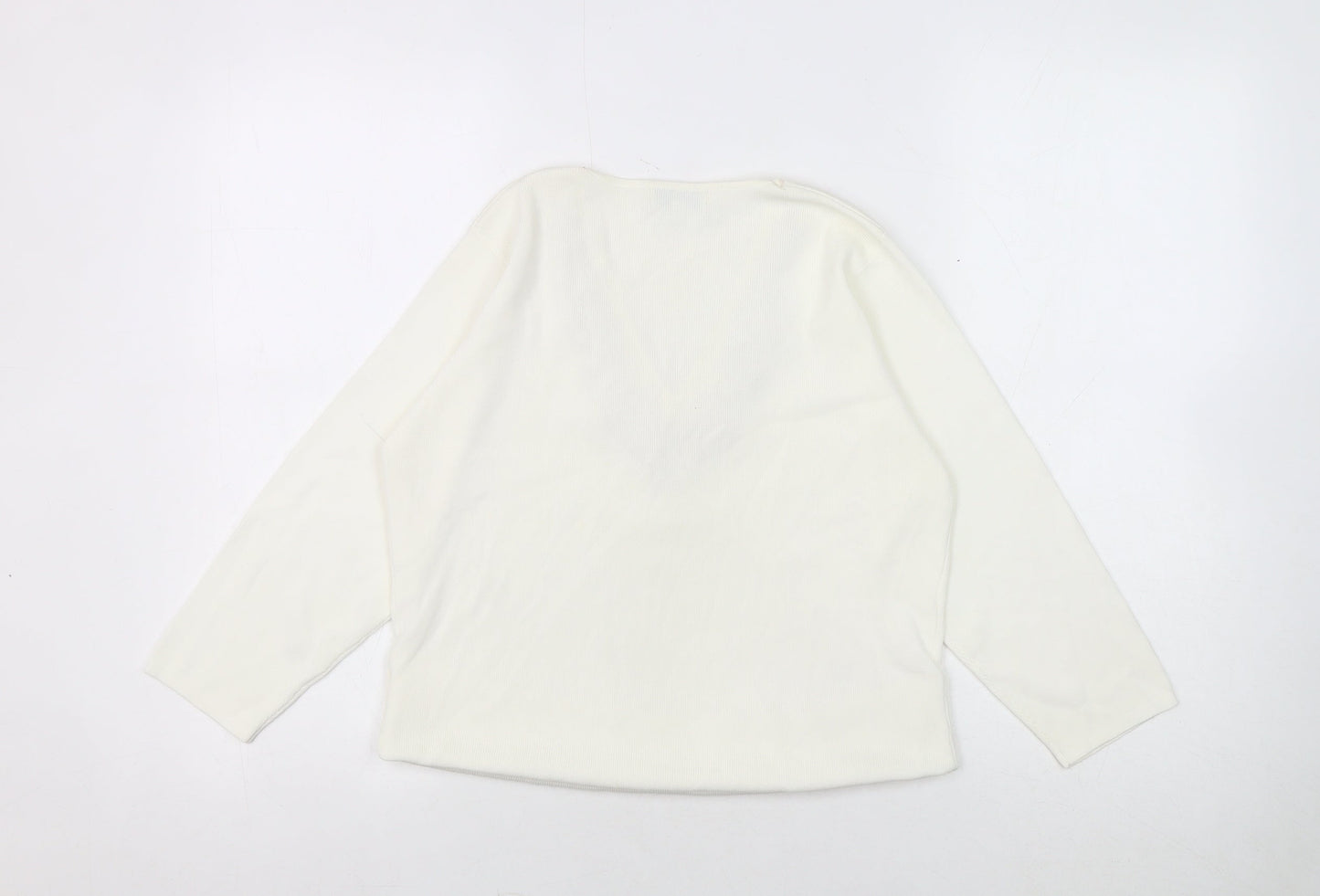 Fay Louise Women's Medium White Beaded V-Neck Top
