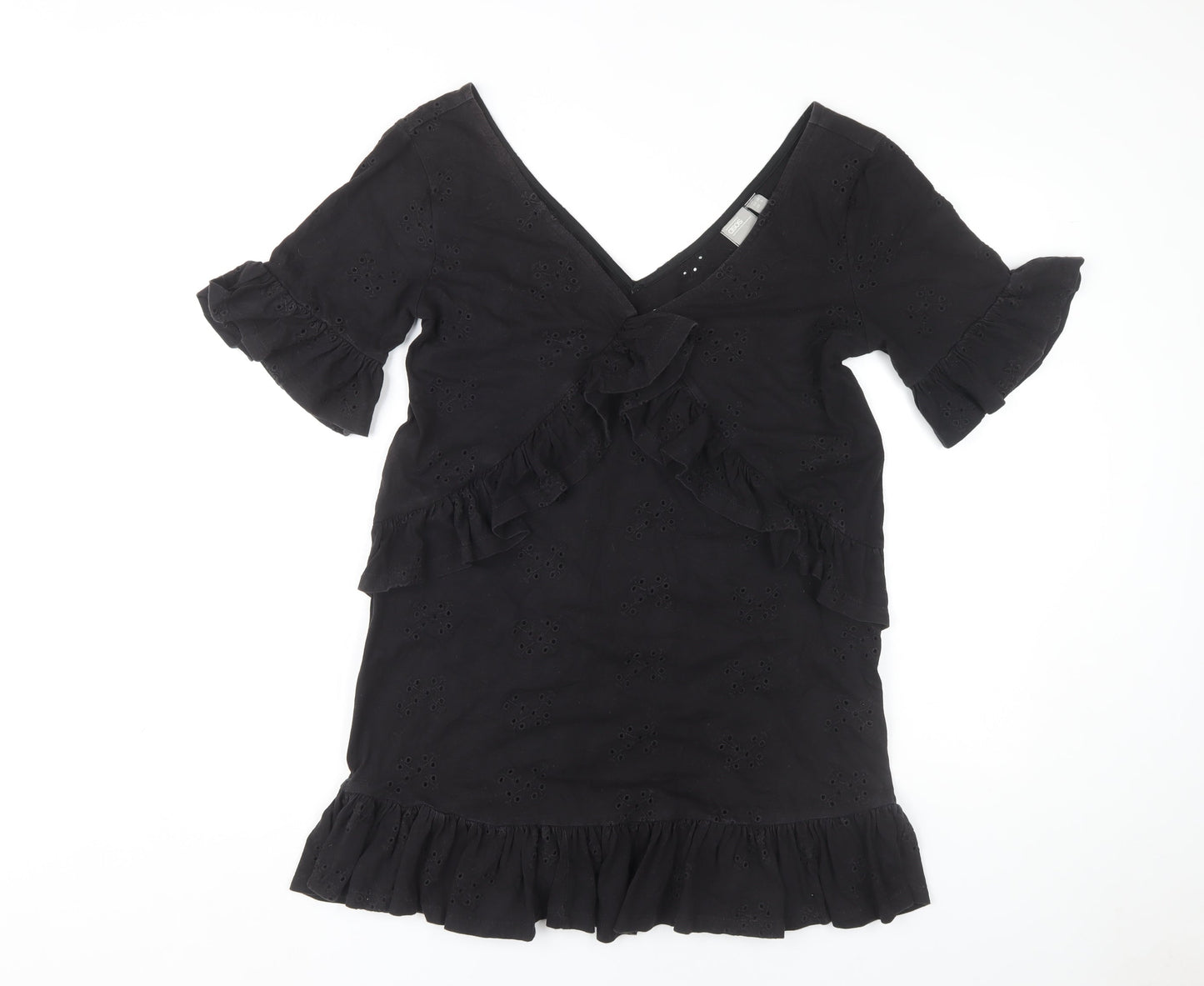 ASOS Women's Black Dress Size 10 with Ruffle Accent