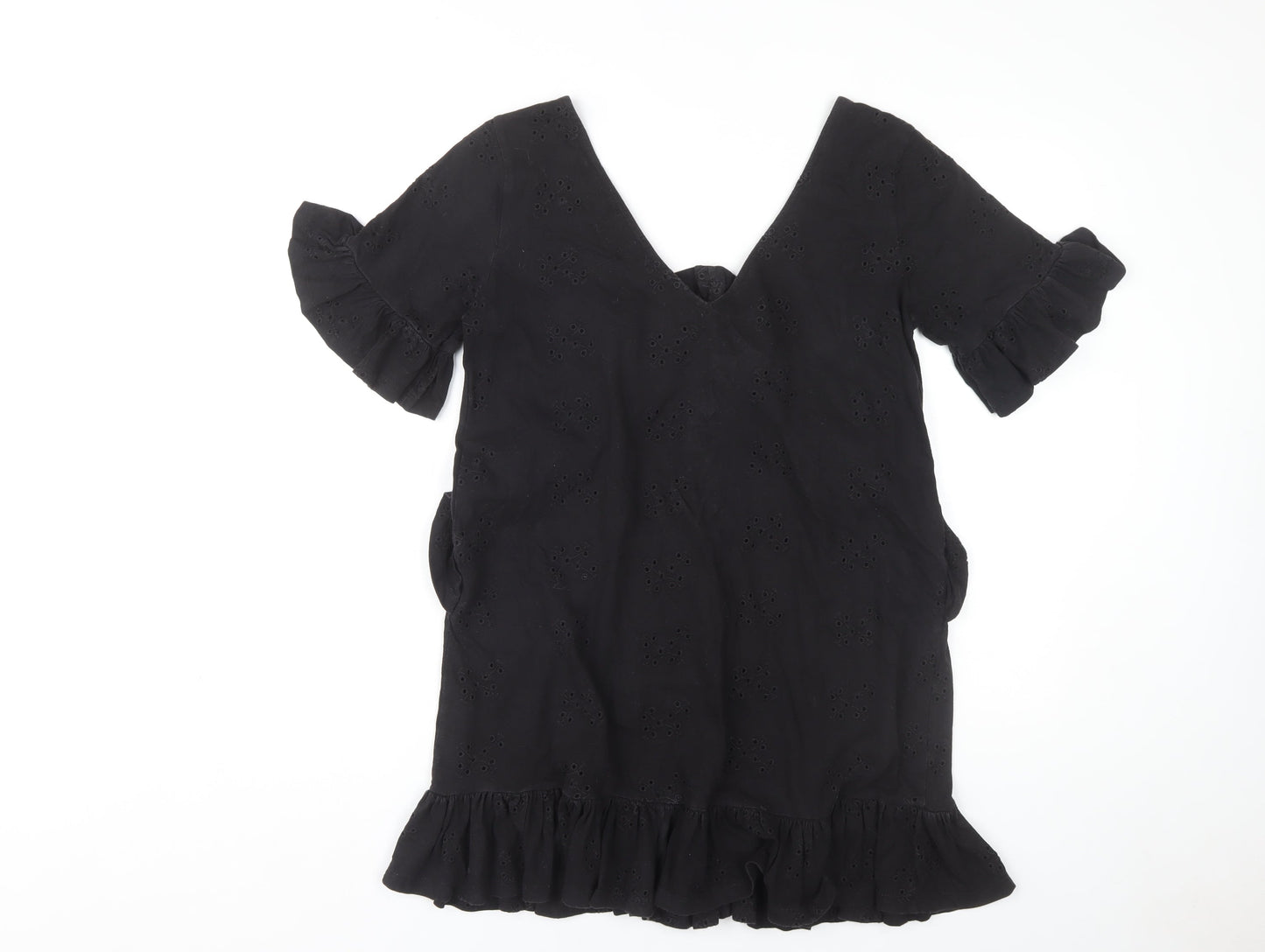 ASOS Women's Black Dress Size 10 with Ruffle Accent