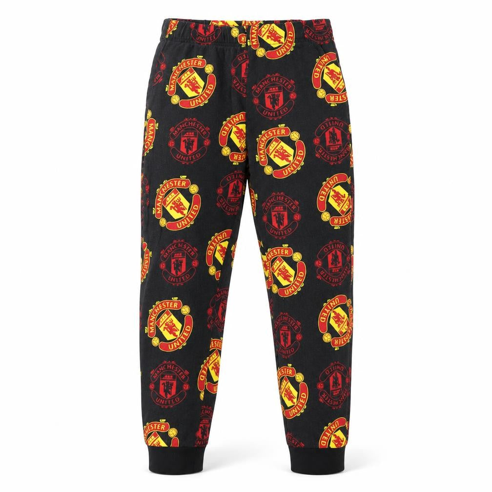 Front view of Manchester United boys’ black lounge pants 9-10 years