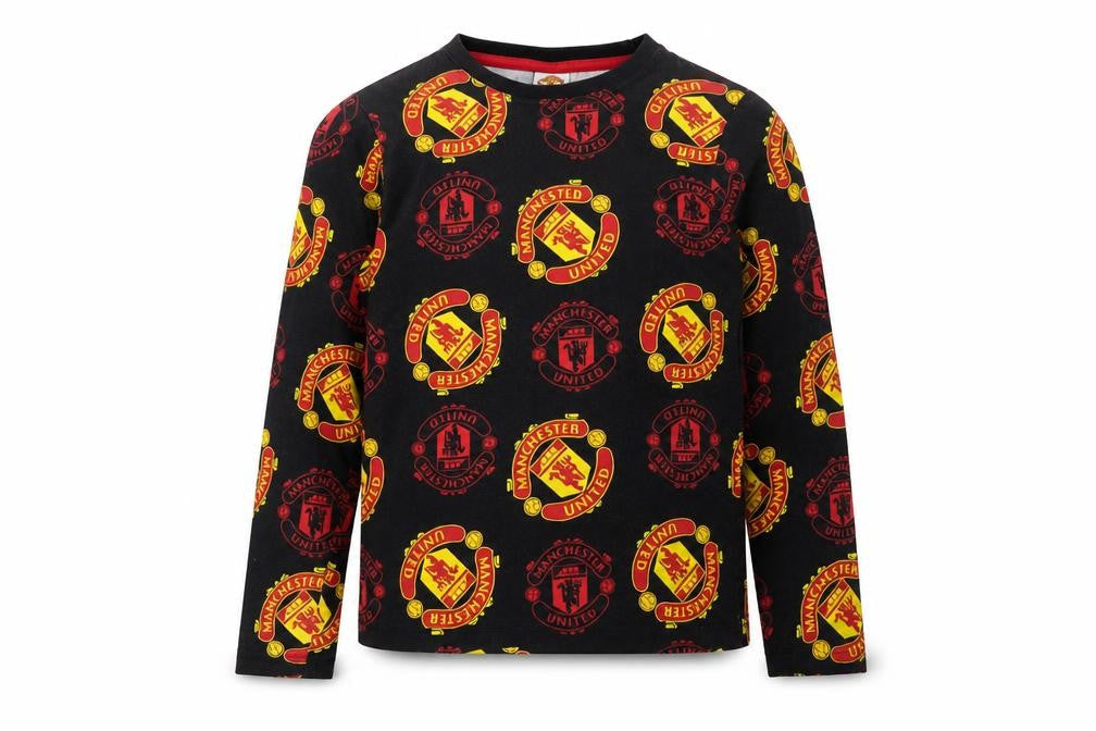 Manchester United Boys' Black Pyjama Top 9-10Yrs Sporty