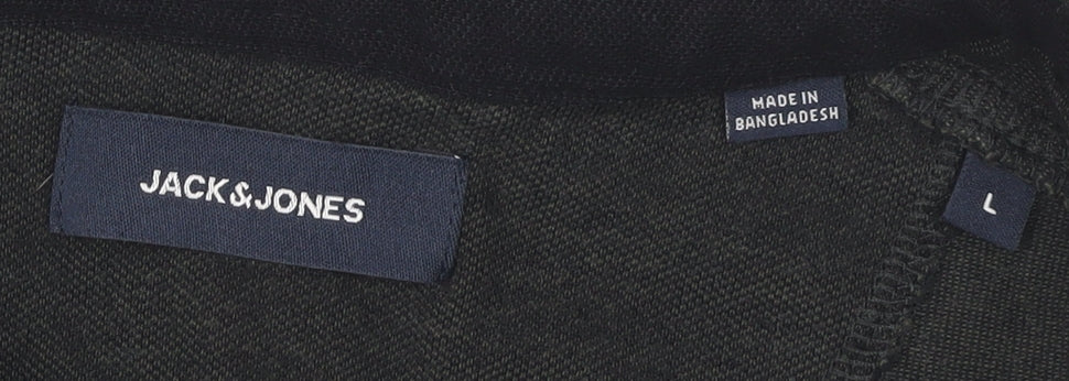 Jack & Jones Men's Black Polo Shirt, Size L, Casual Style