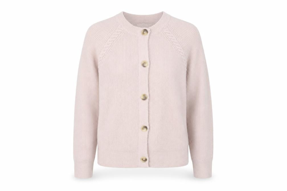 Mauvette Women's Beige Cable-Knit Cardigan - Size 10