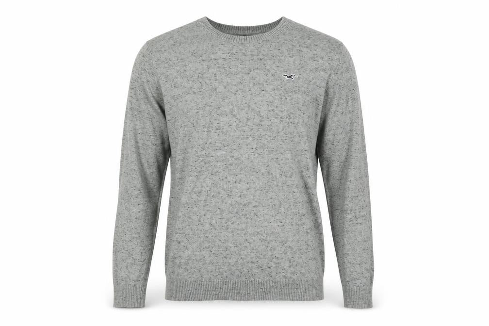Hollister Men's Grey Pullover Jumper M - Logo Accent