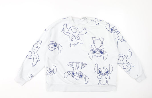 Disney Women’s White Lilo & Stitch Pullover Sweatshirt L