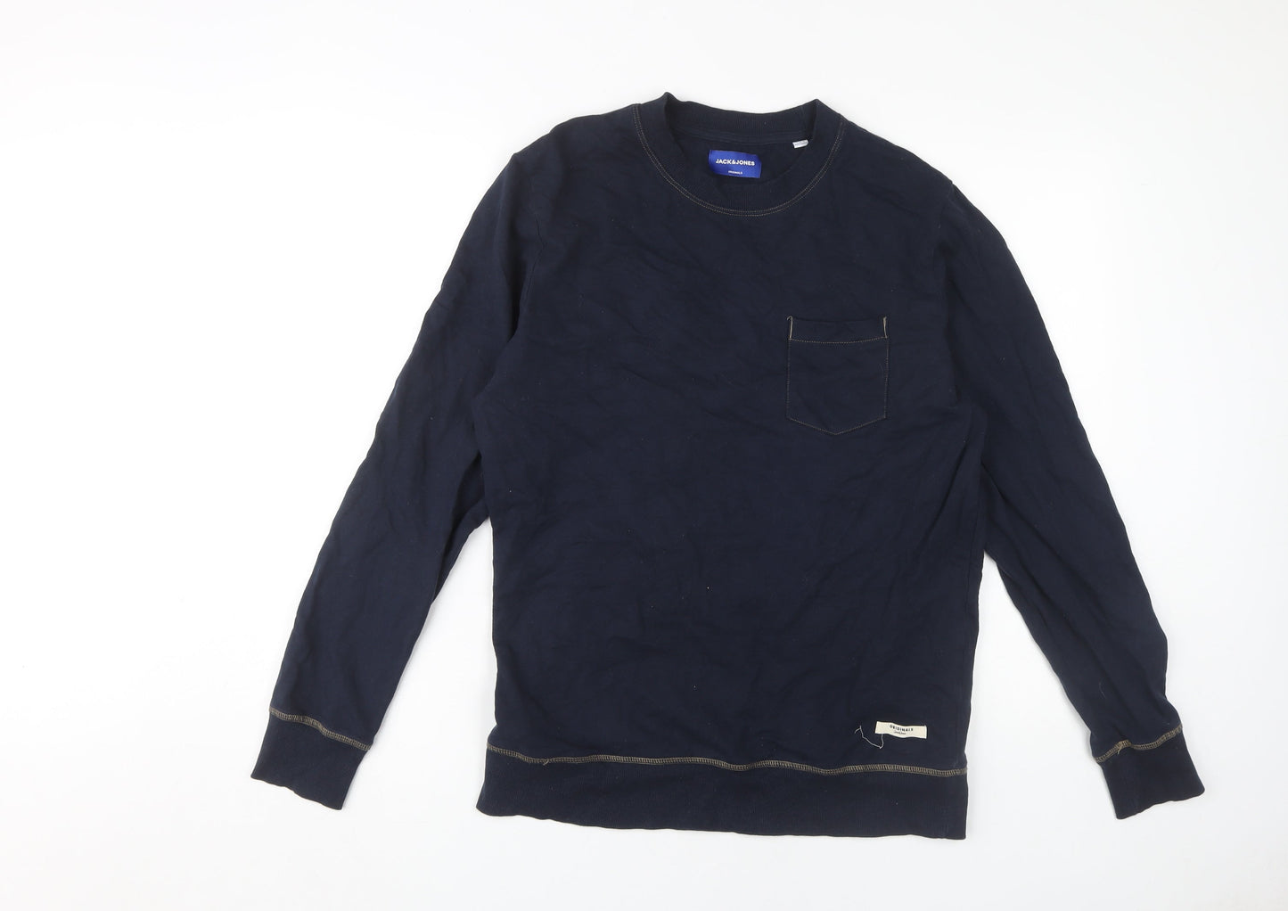 Jack & Jones Men's Blue Long Sleeve Crew Neck T-Shirt