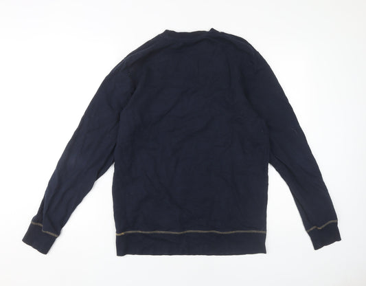 Jack & Jones Men's Blue Long Sleeve Crew Neck T-Shirt