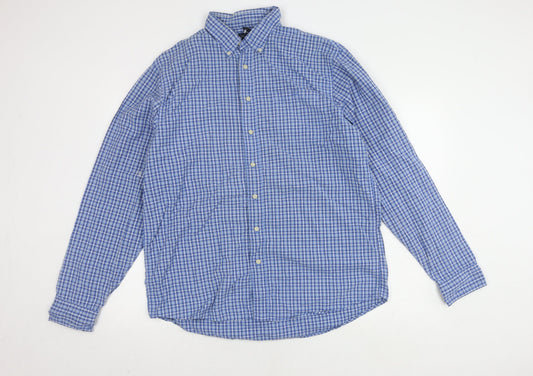 Lands' End Men's Blue Check XL Shirt