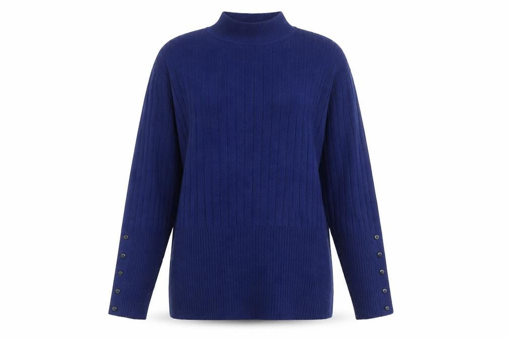Marks and Spencer Women's Blue High Neck Jumper Size 12