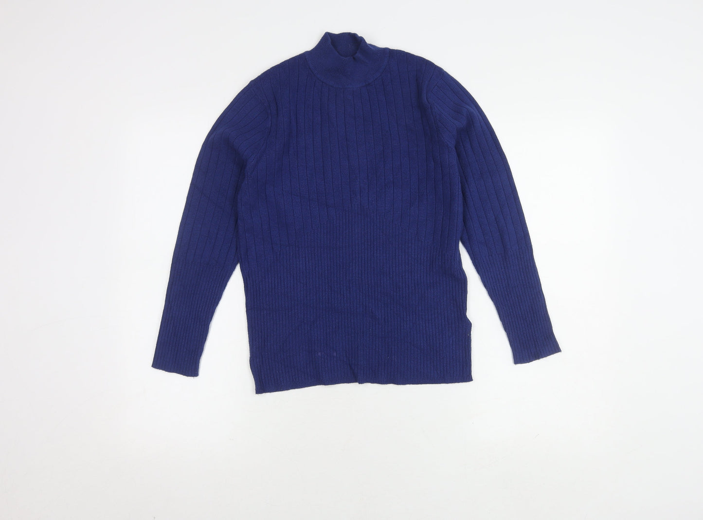 Marks and Spencer Women's Blue High Neck Jumper Size 12
