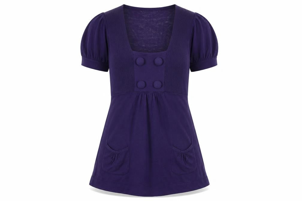 Warehouse Women's Purple Puff Sleeve Square Neck Top