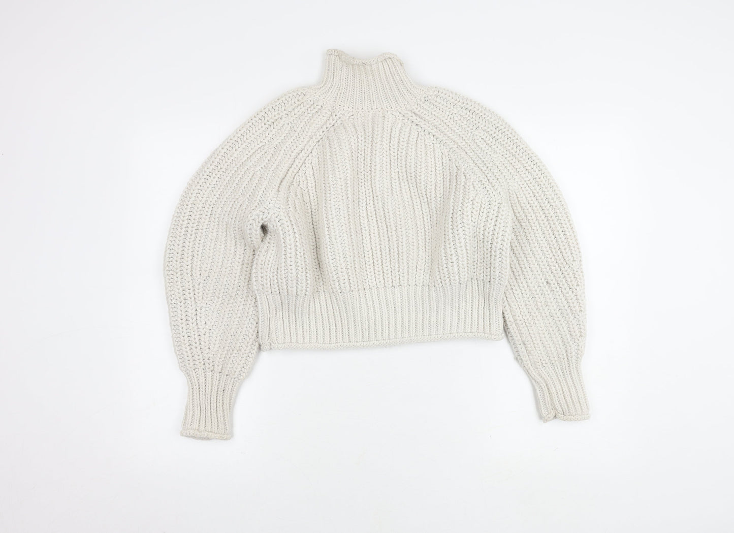 H&M Women's White High Neck Pullover Jumper, Size S