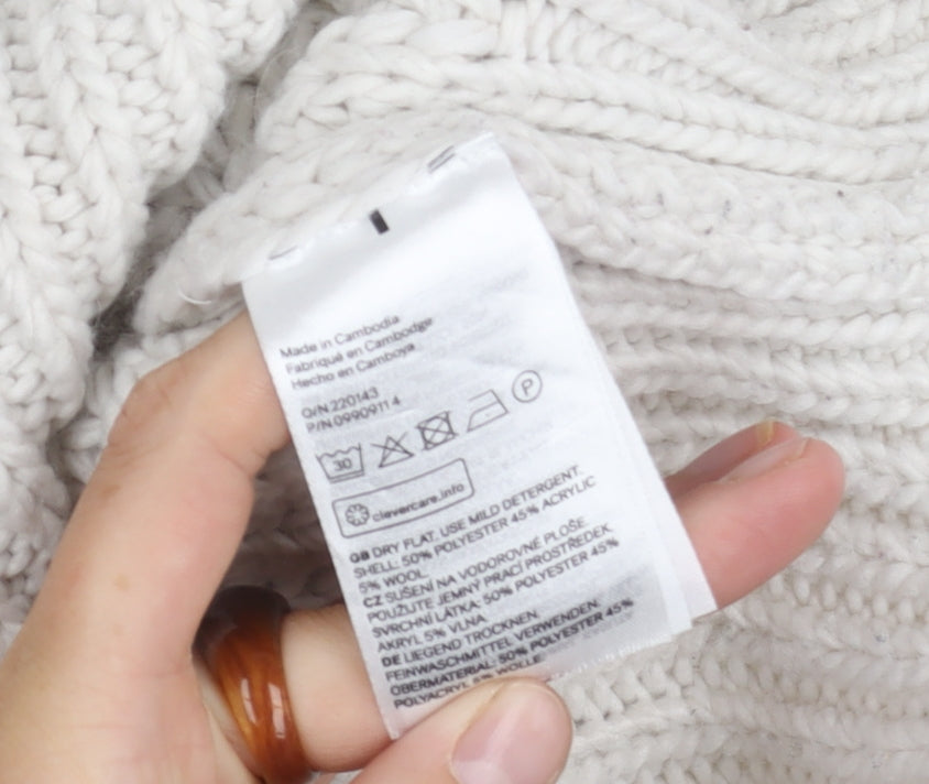 H&M Women's White High Neck Pullover Jumper, Size S