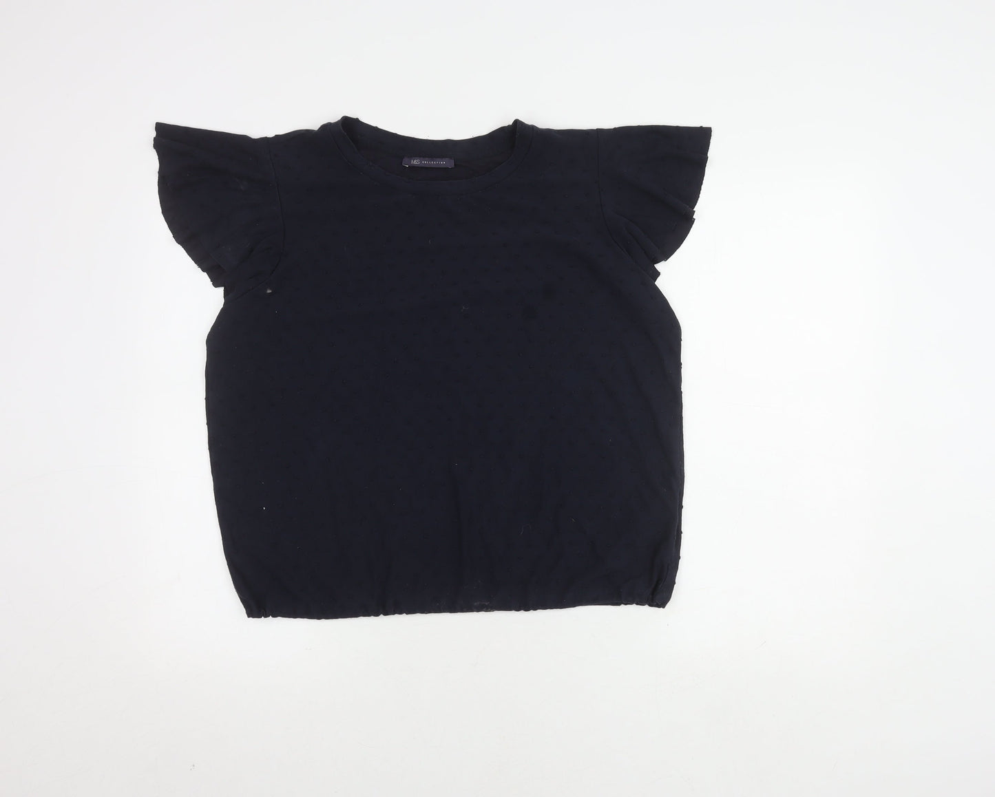 Marks and Spencer Women's Black Flutter Sleeve Top