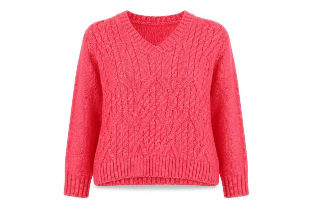 Marks and Spencer Women's Pink V-Neck Pullover Jumper M