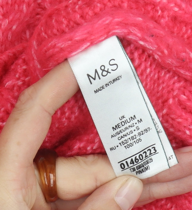 Marks and Spencer Women's Pink V-Neck Pullover Jumper M