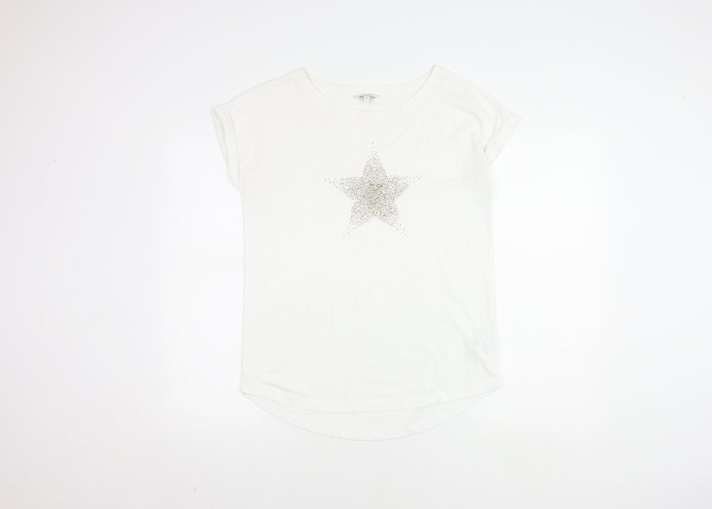 Next Women's White Sequin T-Shirt, Size 8