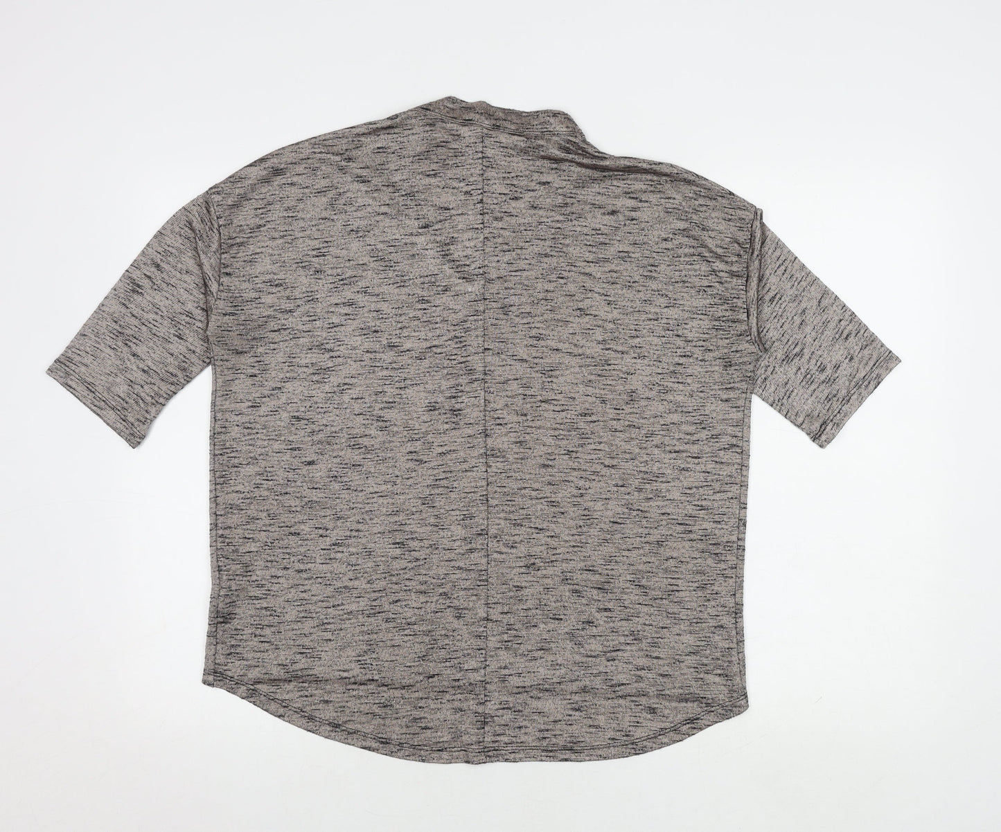 New Look Women's Grey V-Neck 3/4 Sleeve Knit Top