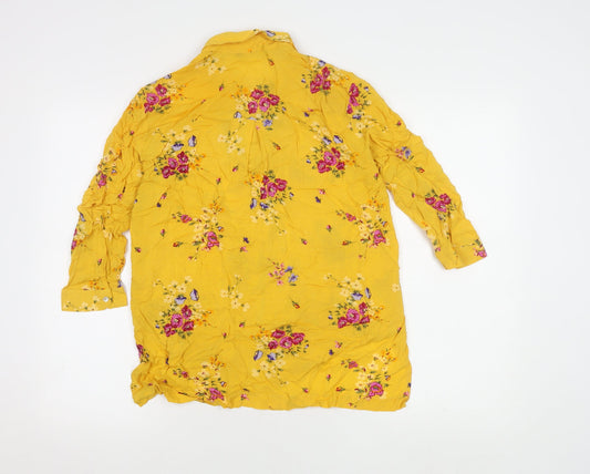 Stradivarius Women's Yellow Floral Blouse Size 12