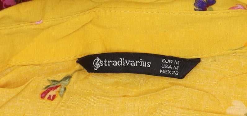 Stradivarius Women's Yellow Floral Blouse Size 12