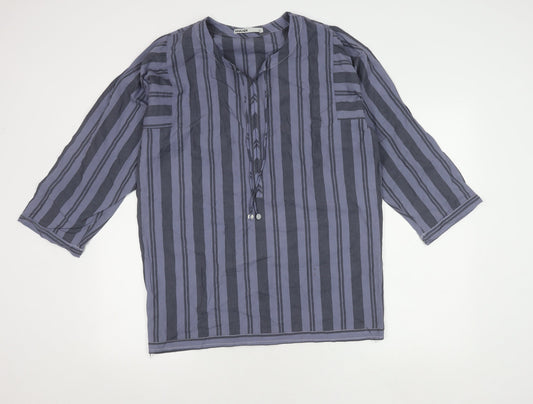 Khaadi Women’s Grey Striped Tunic Blouse Size 12