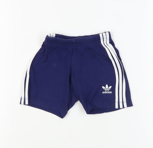 Adidas Blue Unisex 12-18M Cotton Shorts