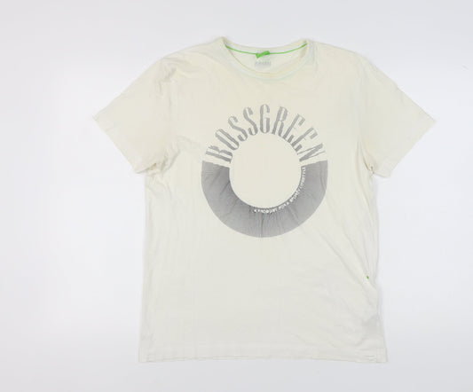 Hugo Boss Men's White Graphic Print T-Shirt, Size M