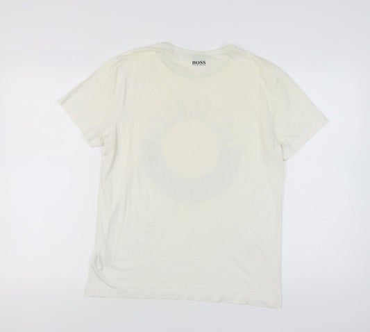 Hugo Boss Men's White Graphic Print T-Shirt, Size M