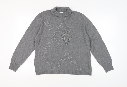Cotswold Collections Women's Grey XL Roll Neck Jumper