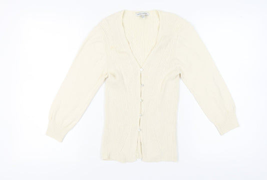 Laura Ashley Ivory Women's V-Neck Cardigan Size 14
