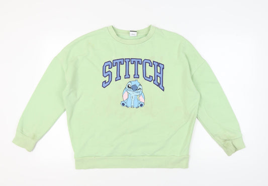 Disney Women’s Green Stitch Sweatshirt M Casual