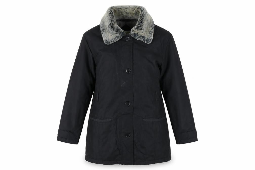 Dorothy Perkins Women's Black Fur Trim Coat, Size 12