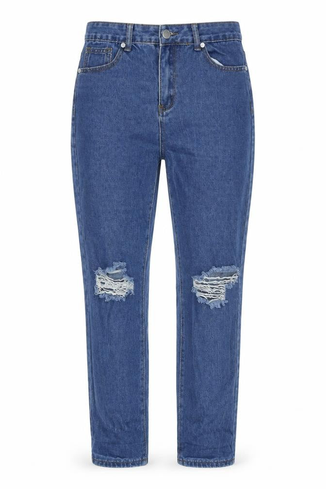 Boohoo Women's Blue Mom Jeans Size 12 Distressed