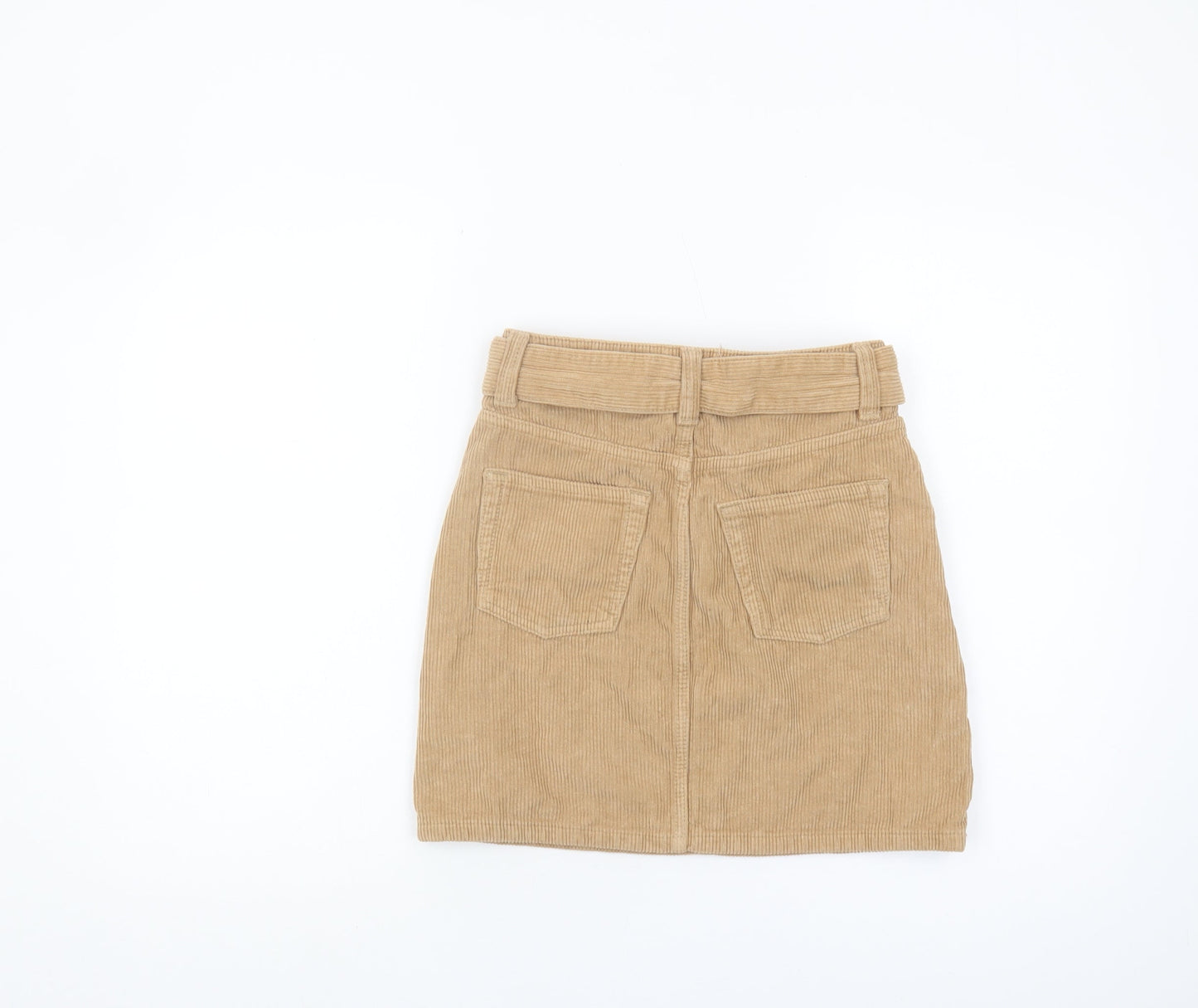 Topshop Women's Beige Short Corduroy Skirt Size 6