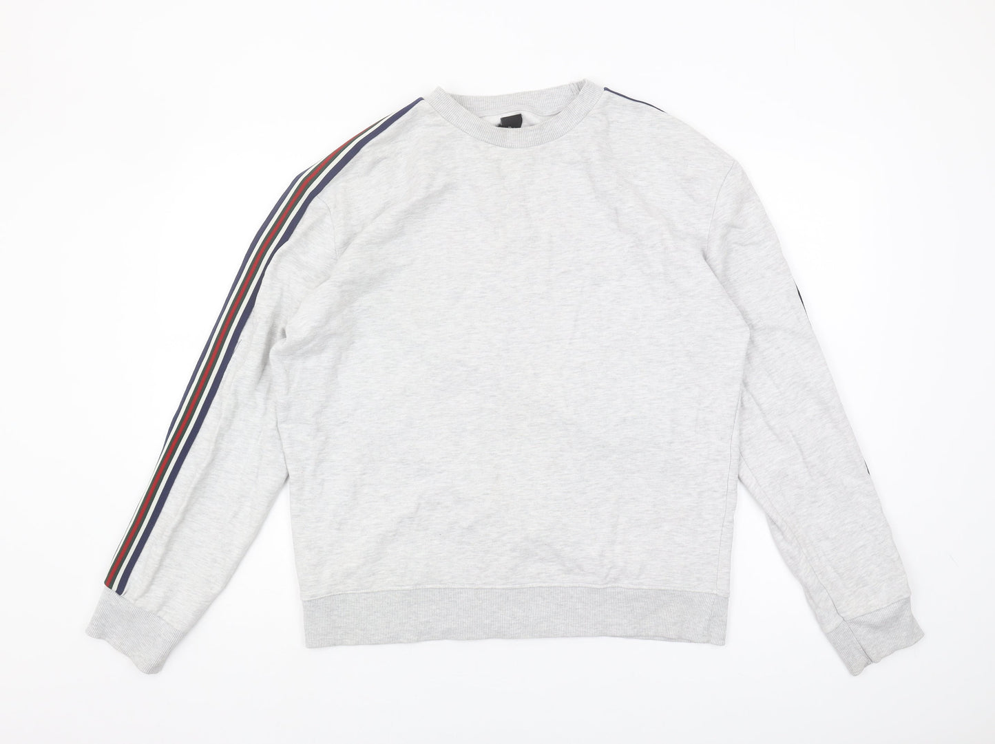New Look Men's Grey Striped Sweatshirt M