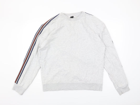 New Look Men's Grey Striped Sweatshirt M