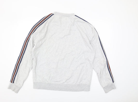 New Look Men's Grey Striped Sweatshirt M