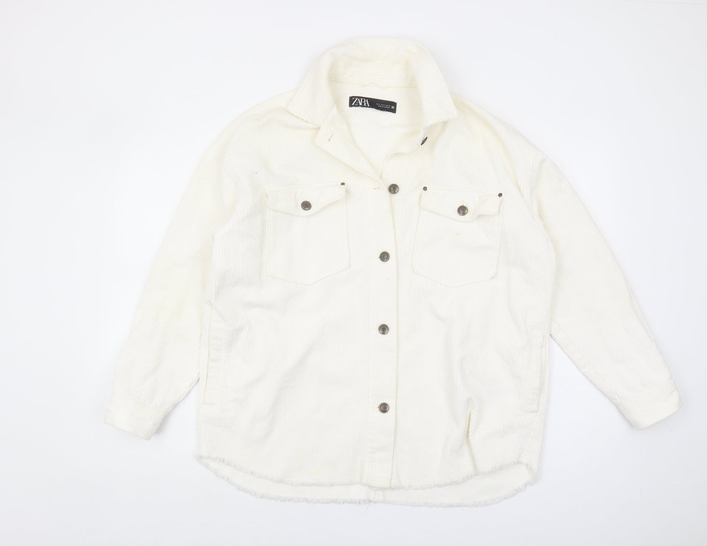 Zara Women's Ivory Corduroy Jacket S Casual