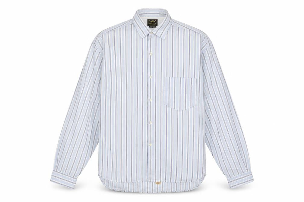 Replay Men's Blue Striped Long Sleeve Shirt Size L