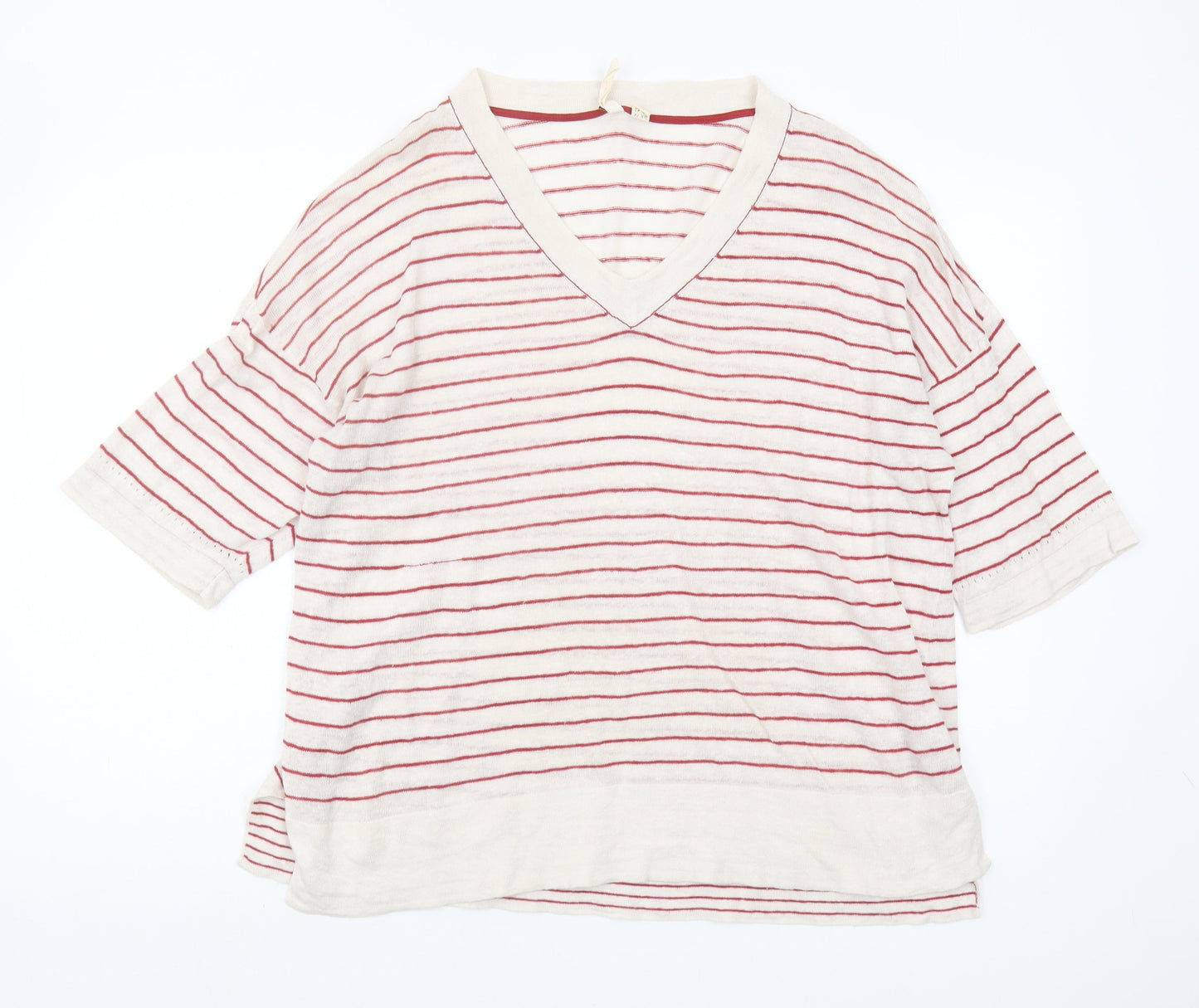 White Stuff Women's Multicoloured V-Neck Jumper UK 14