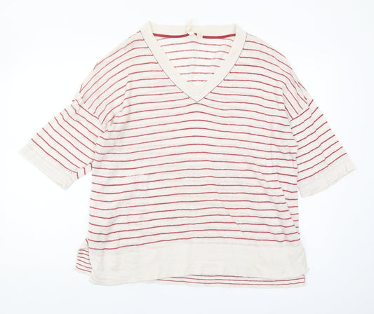 White Stuff Women's Multicoloured V-Neck Jumper UK 14