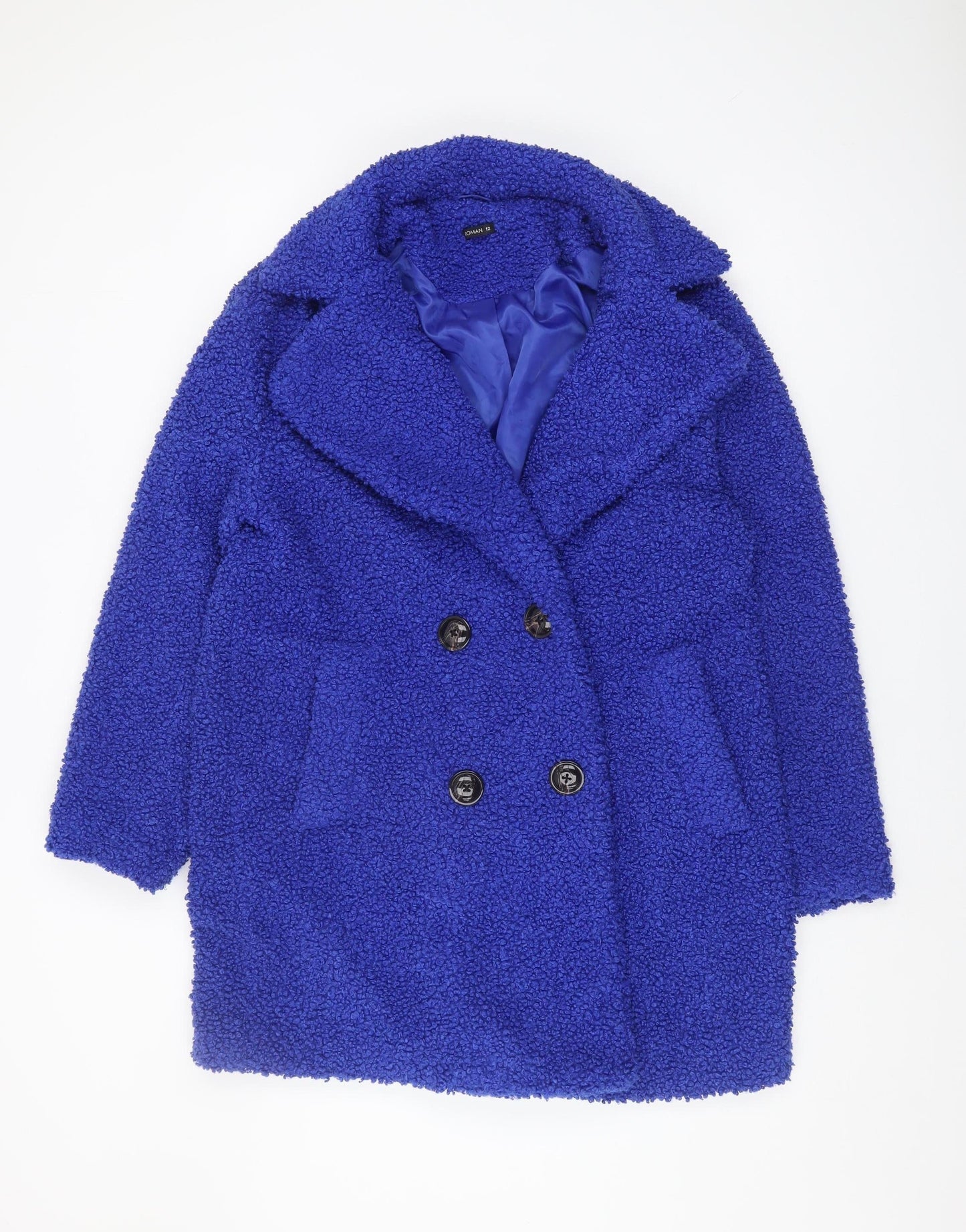 Roman Women's Blue Double-Breasted Mid-Length Coat
